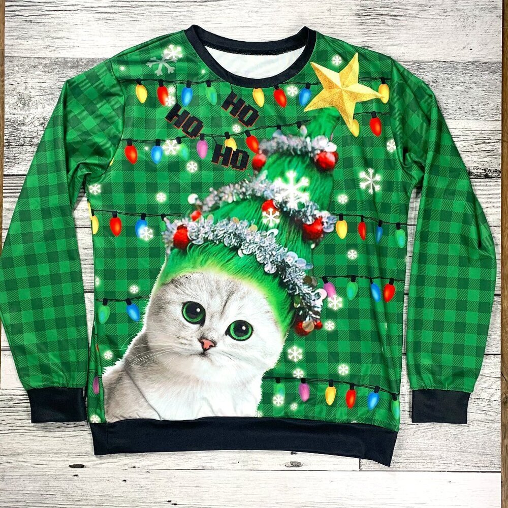 Ugly Christmas Sweater Cat Shirt